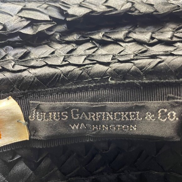 Vintage Amy NY Womens Black Straw Hat Woven Design Medium Julius Garfinkel & Co - Picture 9 of 10